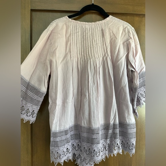 Lavender Boho Flowy Top w/ Lace Detail - Picture 2 of 5